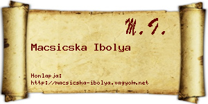 Macsicska Ibolya névjegykártya